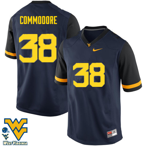 NCAA Men's Shane Commodore West Virginia Mountaineers Navy #38 Nike Stitched Football College Authentic Jersey OW23X04FJ